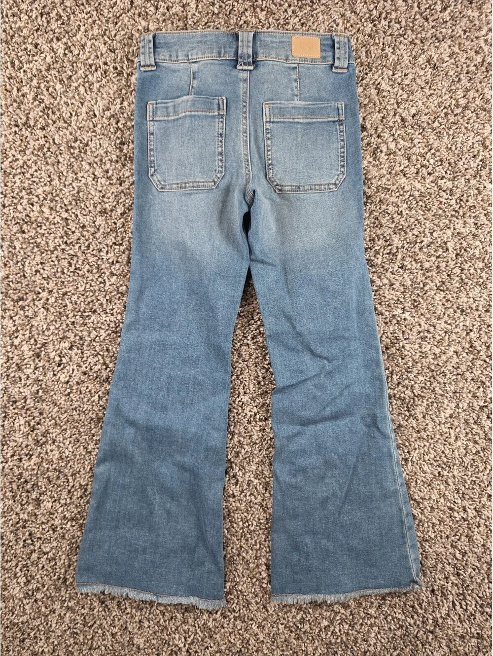 Celebrity Pink Girls Sz 8 Button Fly Blue Jeans Flare Leg Raw Hem
